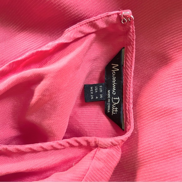 Massimo Dutti Long Sleeve Silk Blouse Women’s 4 Dark Pink Ribbon Sleeves Light - Picture 3 of 7